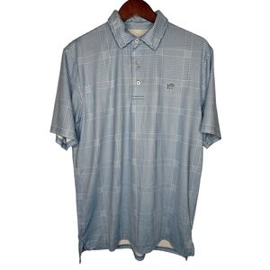 Southern Tide Mens Plaid Performance Polo Shirt Short Sleeve Blue White Size M